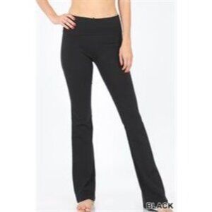 Zenana Black Fold Over Yoga Pants